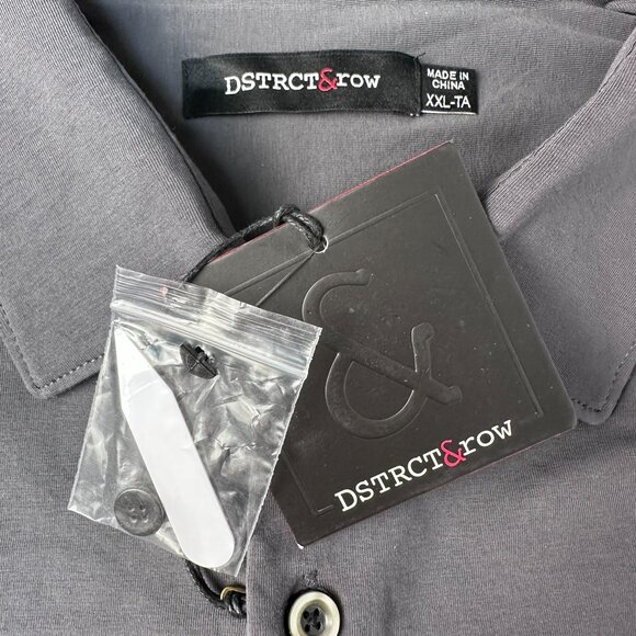 DSTRCT & ROW Men's Short Sleeve Jersey Stretch Dress Shirt, Size XXL, Gunmetal - Picture 7 of 11